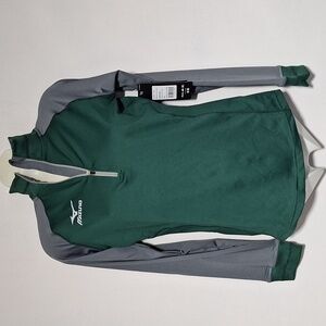 Mizuno Elite 9 Prime 1/2 Zip Jacket Forest Green and Charcoal Pullover